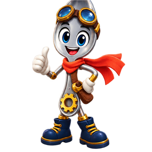 Spoon Sprocket with goggles and a red scarf